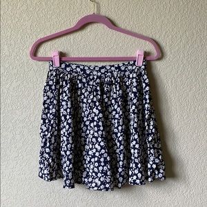 Navy and White Floral Skater Skirt